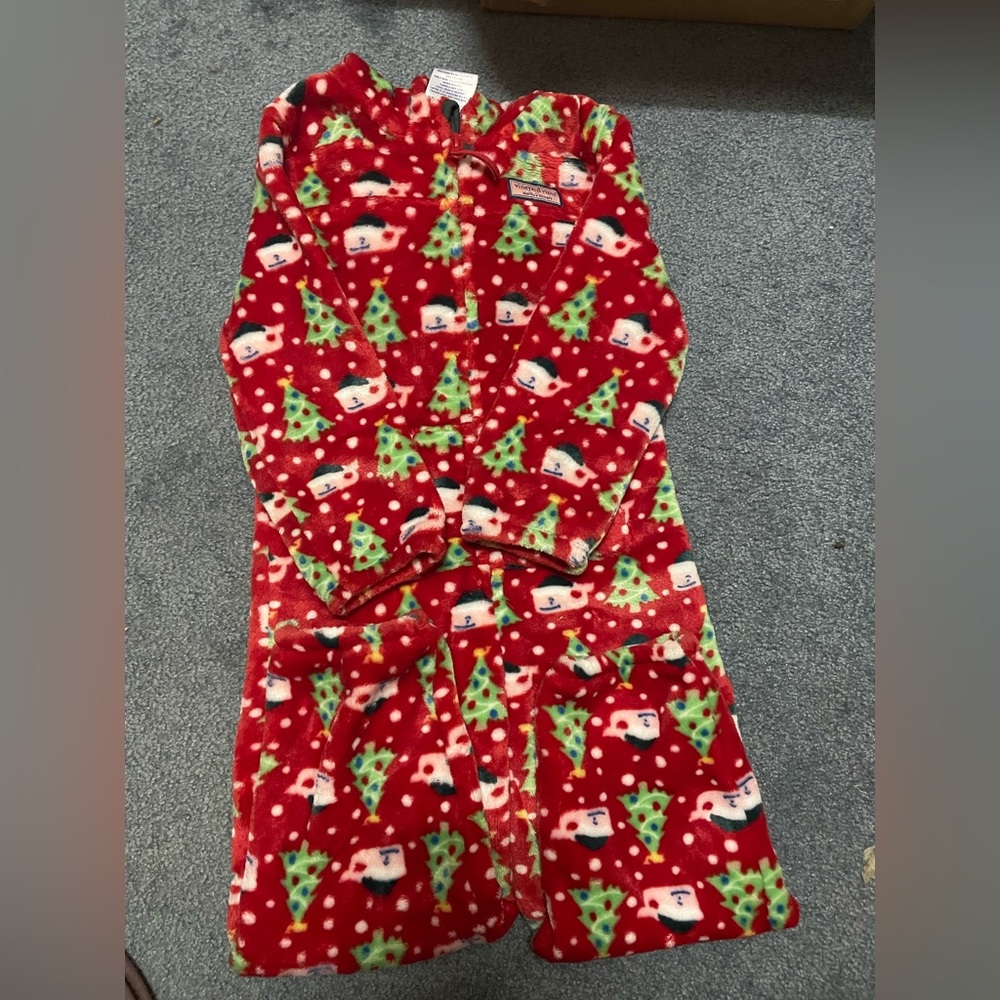 Vineyard Vines Kids’ High Pile Hooded One Piece Christmas Pajamas